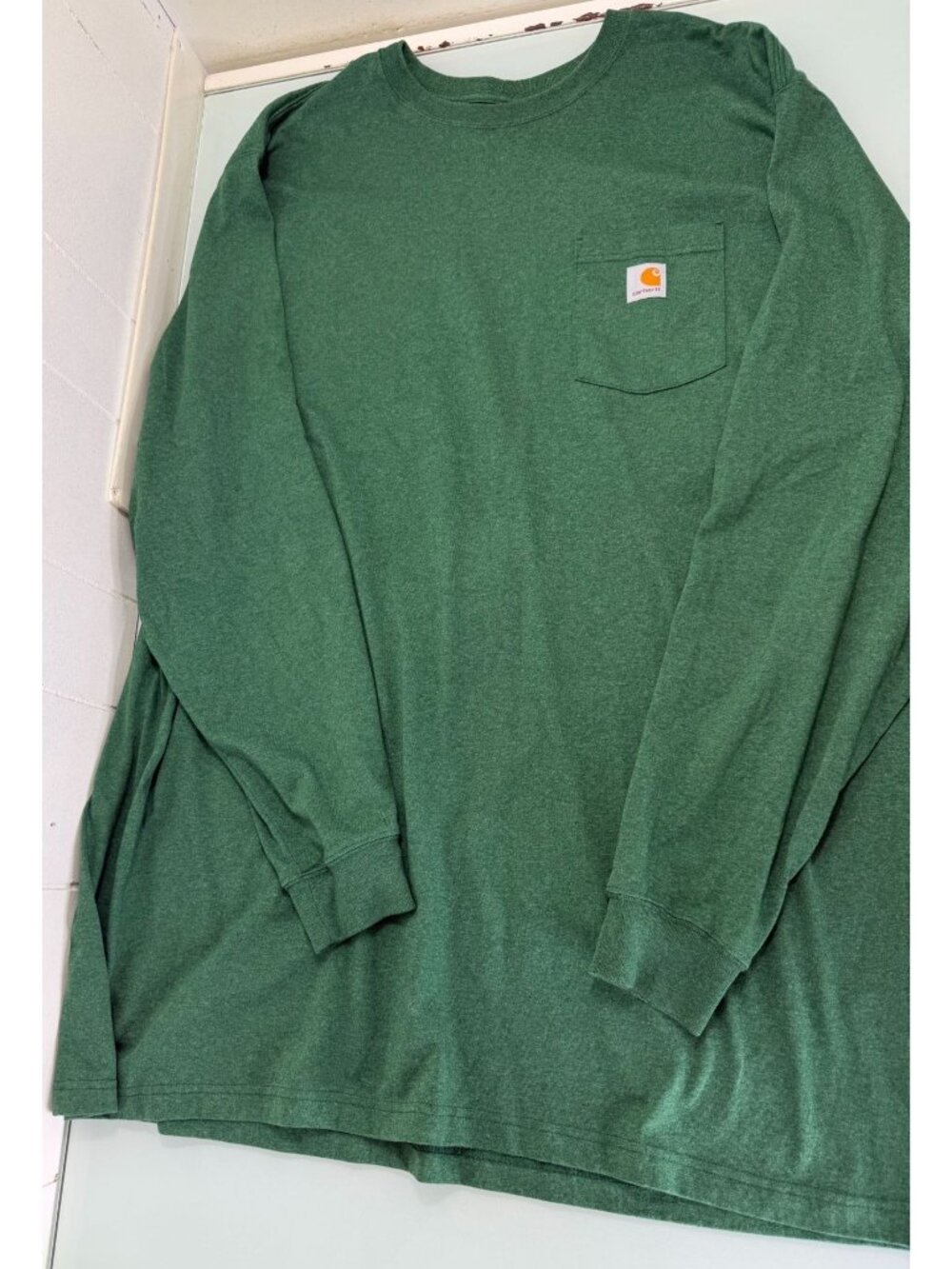 Carhartt T Shirt Mens 4XL Big & Tall 4XLT Loose Long Sleeve Green Workwear Y2K